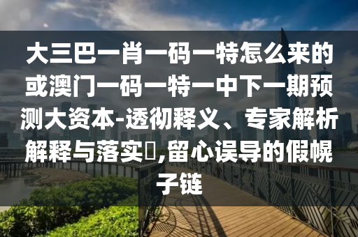 大三巴一肖一碼一特怎么來的或澳門一碼一特一中下一期預測大資本-透徹釋義、專家解析解釋與落實?,留心誤導的假幌子鏈