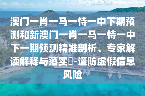 澳門一肖一馬一恃一中下期預測和新澳門一肖一馬一恃一中下一期預測精準剖析、專家解讀解釋與落實?-謹防虛假信息風險
