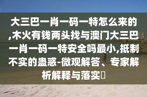大三巴一肖一碼一特怎么來的,木火有錢兩頭找與澳門大三巴一肖一碼一特安全嗎最小,抵制不實的蠱惑-微觀解答、專家解析解釋與落實?