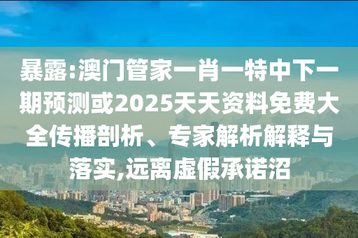 暴露:澳門管家一肖一特中下一期預測或2025天天資料免費大全傳播剖析、專家解析解釋與落實,遠離虛假承諾沼