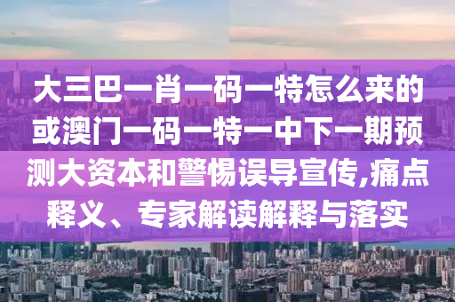 大三巴一肖一碼一特怎么來的或澳門一碼一特一中下一期預測大資本和警惕誤導宣傳,痛點釋義、專家解讀解釋與落實