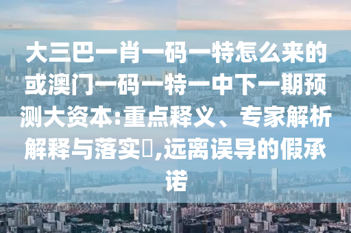 大三巴一肖一碼一特怎么來的或澳門一碼一特一中下一期預測大資本:重點釋義、專家解析解釋與落實?,遠離誤導的假承諾