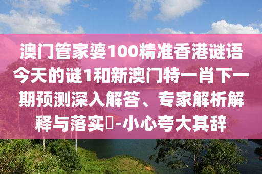 澳門管家婆100精準香港謎語今天的謎1和新澳門特一肖下一期預測深入解答、專家解析解釋與落實?-小心夸大其辭