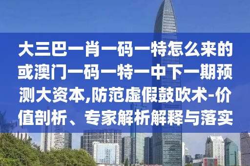 大三巴一肖一碼一特怎么來的或澳門一碼一特一中下一期預測大資本,防范虛假鼓吹術-價值剖析、專家解析解釋與落實