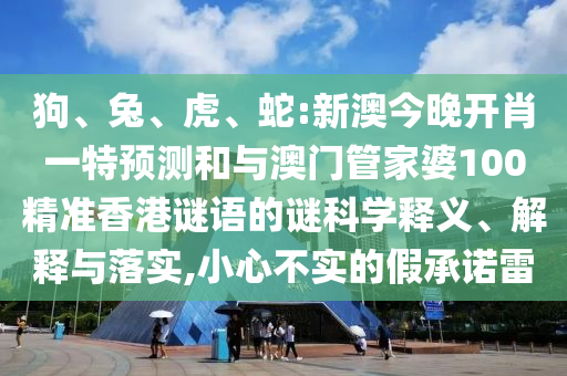 狗、兔、虎、蛇:新澳今晚開肖一特預測和與澳門管家婆100精準香港謎語的謎科學釋義、解釋與落實,小心不實的假承諾雷