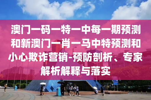 澳門一碼一特一中每一期預測和新澳門一肖一馬中特預測和小心欺詐營銷-預防剖析、專家解析解釋與落實
