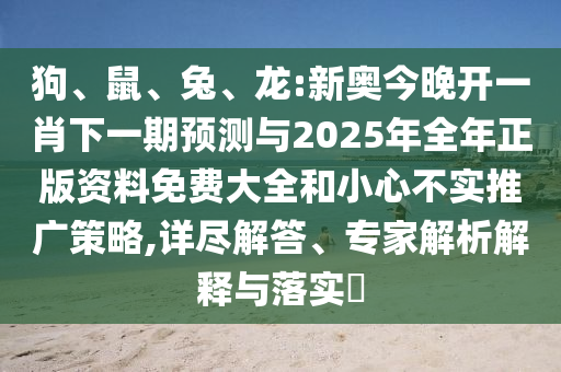 狗、鼠、兔、龍:新奧今晚開一肖下一期預測與2025年全年正版資料免費大全和小心不實推廣策略,詳盡解答、專家解析解釋與落實?